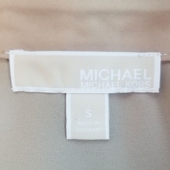 Michael Kors | Long Sleeve | Tan | Zip Front | Blouse with Pockets | NWOT | Sm - Picture 10 of 11